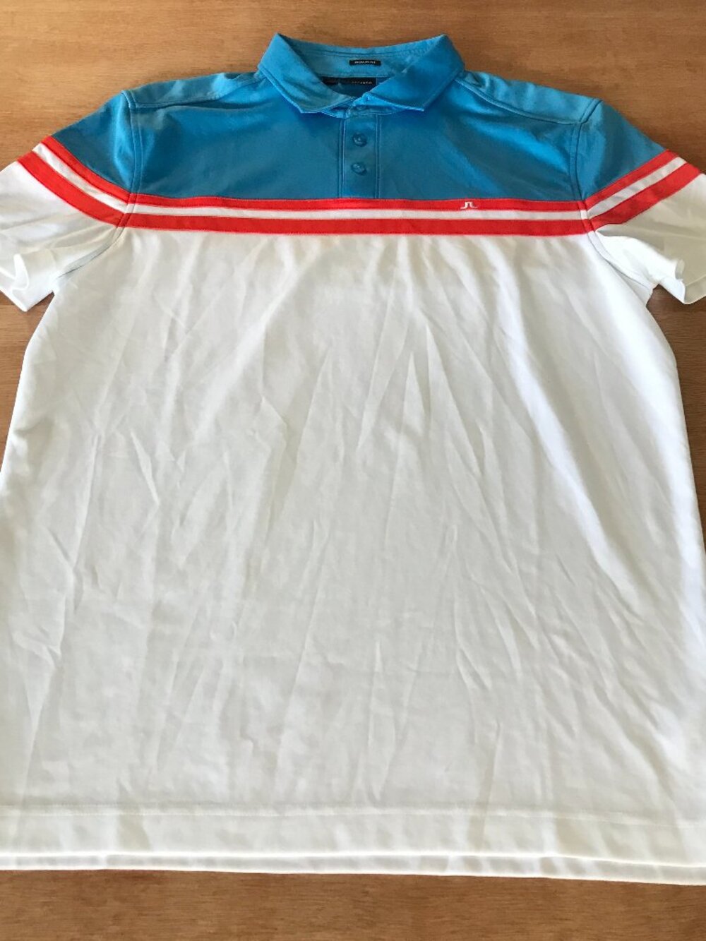 J. Lindeberg Regular Fit Polo Shirt Men L Stripes Short Sleeve Athleisure Golf